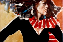 Žena s červenou šálou 50 x 50